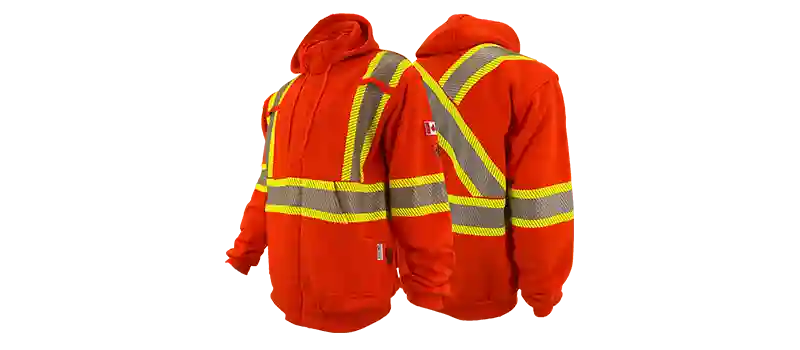 orange hi visibility zip up hoodie
