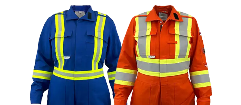 atlas coveralls for women in blue and orange